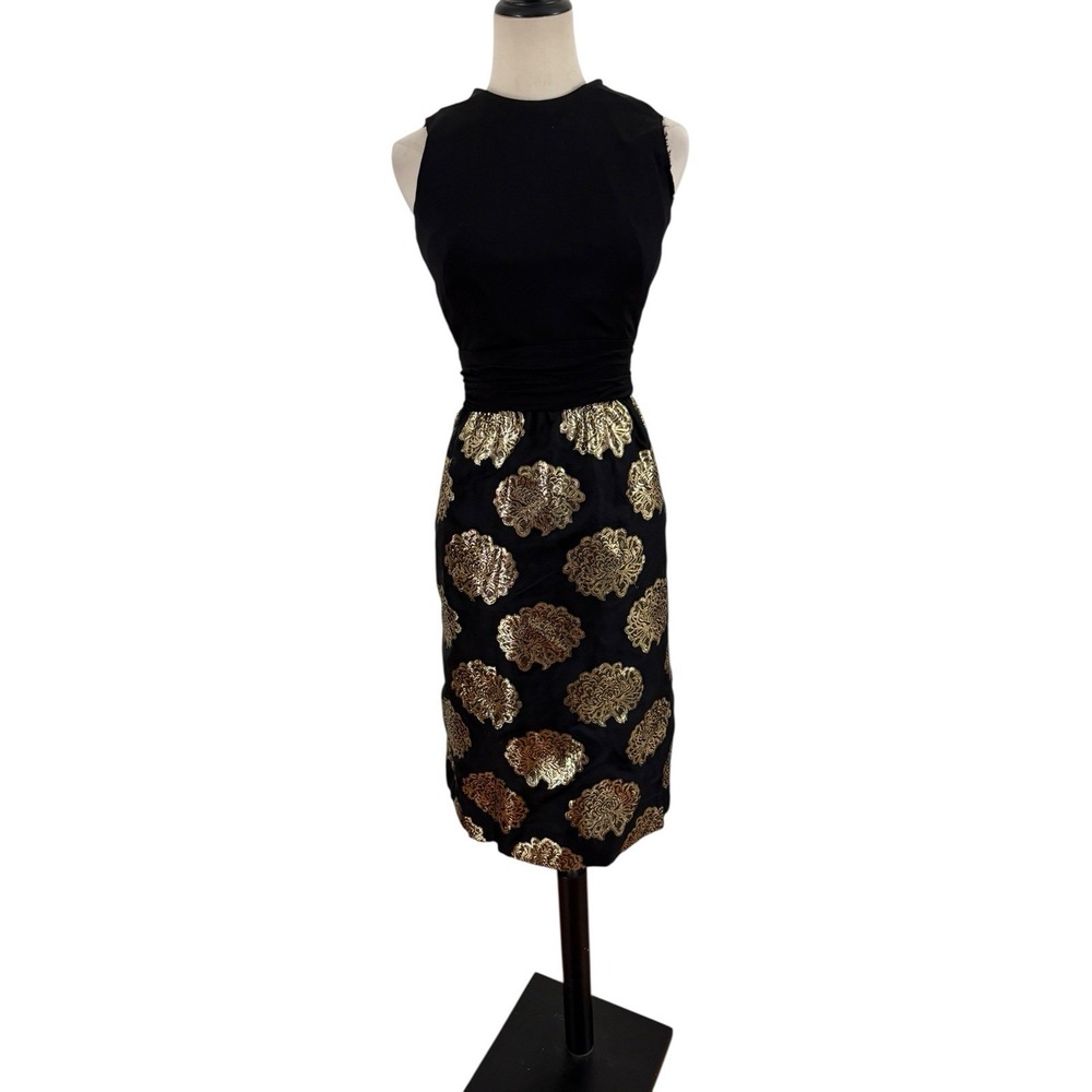 Vtg‎ 50s 60s Parade NY Dress Cocktail Gold Brocade Silk Jersey Bodice Project